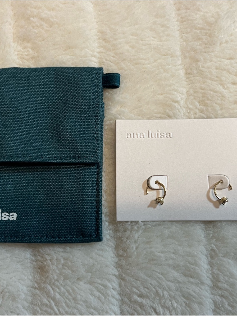 Ana Luisa Gold Hoop Earrings with Crystal Accent - Green Pouch